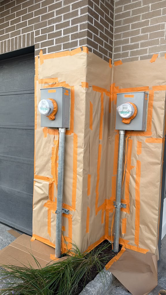 Exterior protected before painting